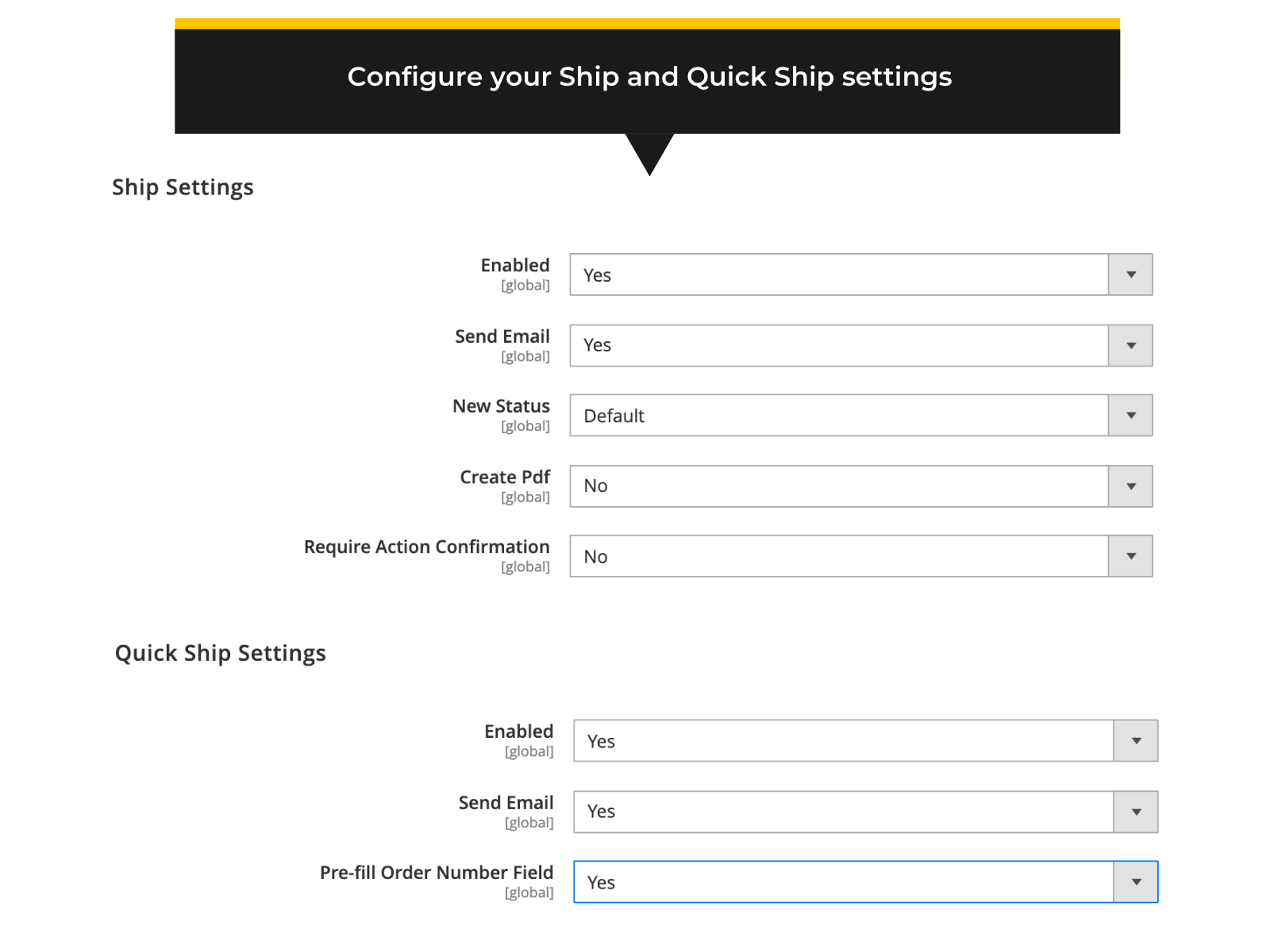 Fooman Order Manager backend settings in Magento 2 (Thumbnail)