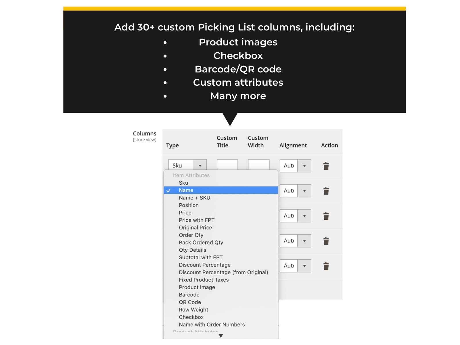 Backend settings and custom column options - Magento 2 picking list (Thumbnail)