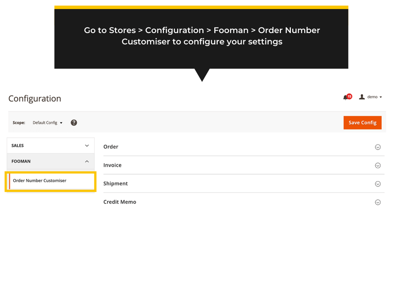 Backend settings - edit invoice number and order number in Magento 2