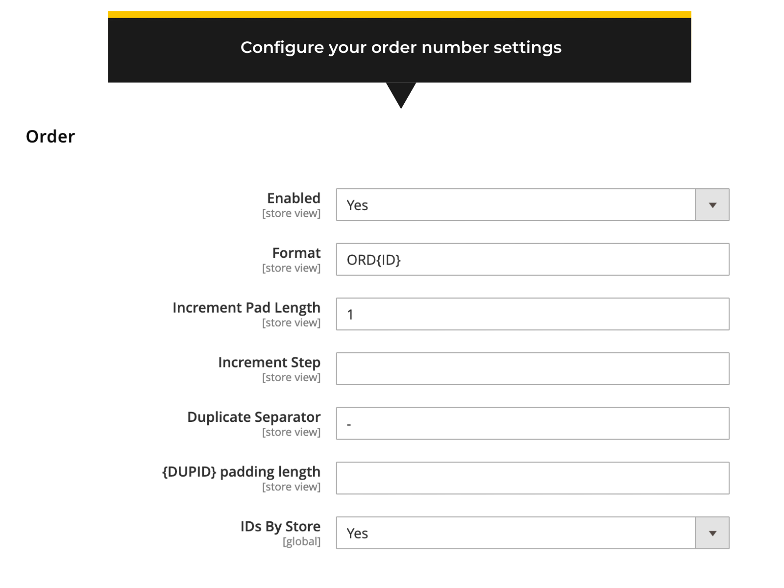 Backend settings - edit custom Magento 2 order numbers (Thumbnail)