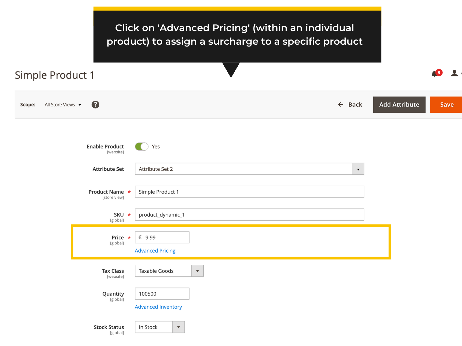 Assign a product surcharge in Magento 2 - Advanced pricing options (Thumbnail)