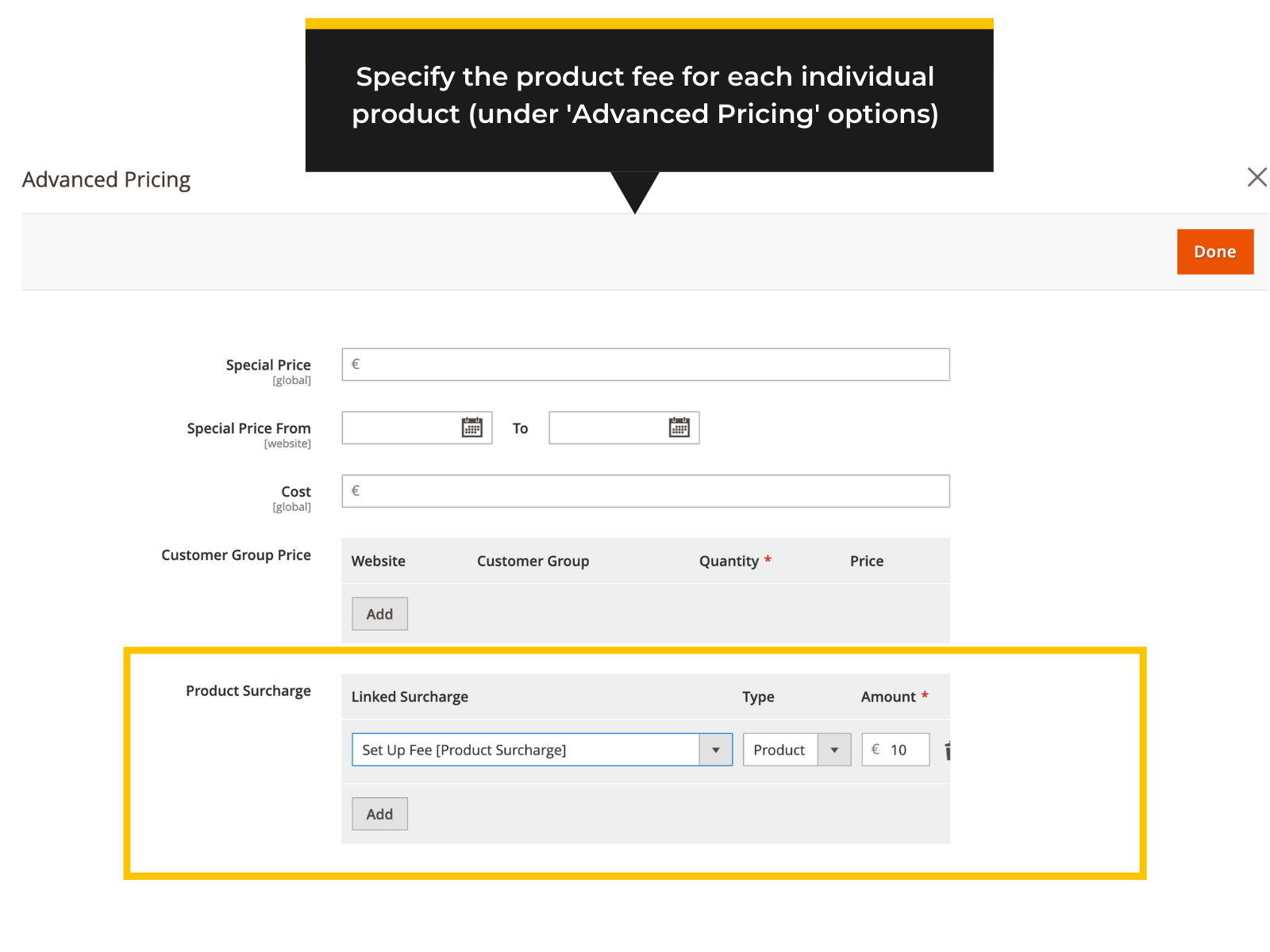 Assign a product surcharge in Magento 2 (Thumbnail)