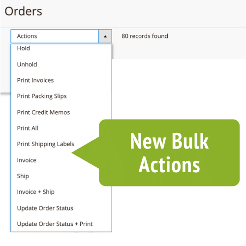 Handling bulk order volumes is a breeze with our Order Management Extension. Mass invoice and mark all orders as shipped with one click from the Order Overview Screen.
