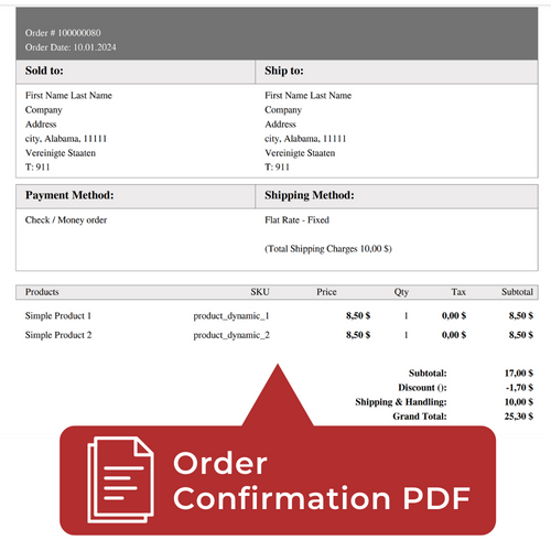 Default Order PDF for Magento 2 Magento 2 Order PDF extension