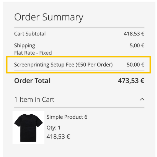 Magento 2 integrated surcharge display for product fees