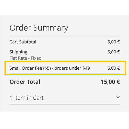 Small order extra fee extension for Magento 2
