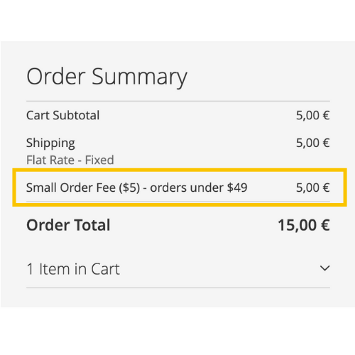 Magento 2 surcharges are automatically displayed in Magento 2 Small order extra fee extension for Magento 2