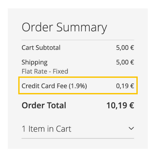 Integrated surcharge display with Magento 2 Payment Surcharge extension Payment surcharges are automatically displayed in your Magento 2 store using our Payment Surcharge plugin