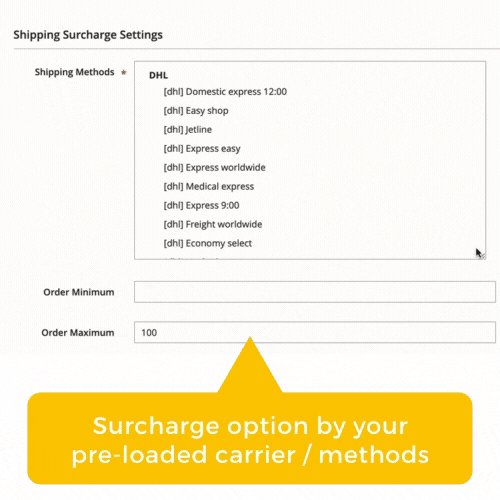 Shipping surcharge extension for Magento 2