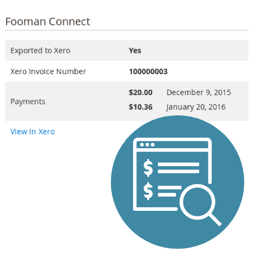 Payments made with Xero Connect Integration can be displayed in your Magento 2 backend,